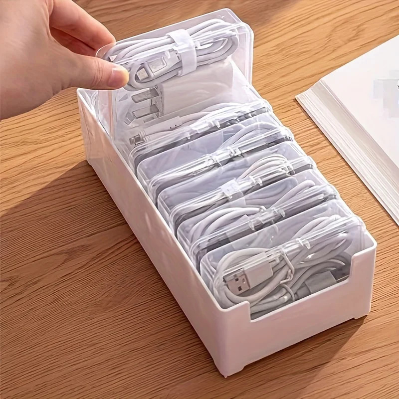 Pegboard Office Organizer - Data Cable Storage Box with 7