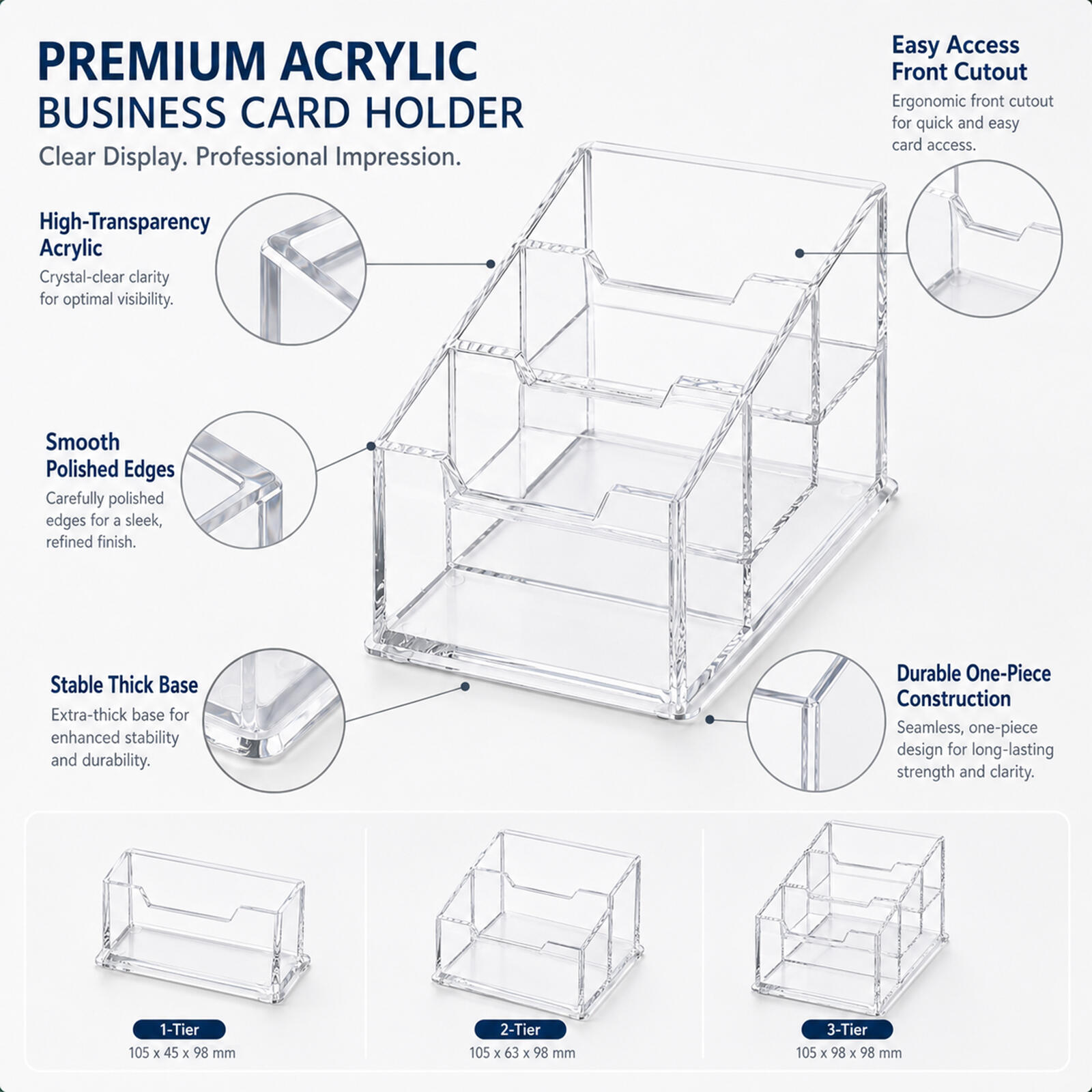 1-3Pcs Modern Clear Acrylic Bu - Pegboard Office Organizer recension och pris